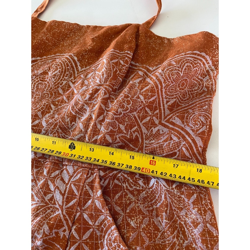 Peruvian Connection linen blend orange strapless mini dress Sz 14 Pockets - Picture 9 of 11